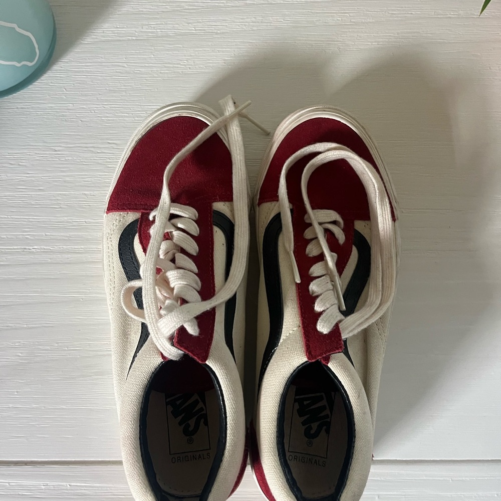 Vans Burgundy and Cream Sneakers
